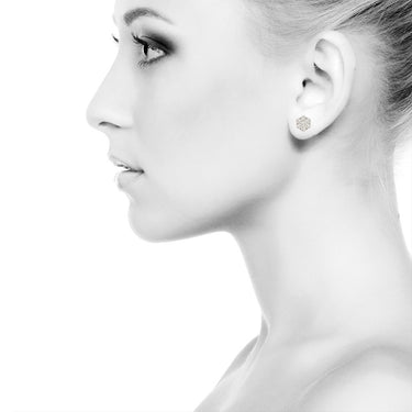 White Diamond Stud Cluster Earrings in 10k White Gold 1 Ctw